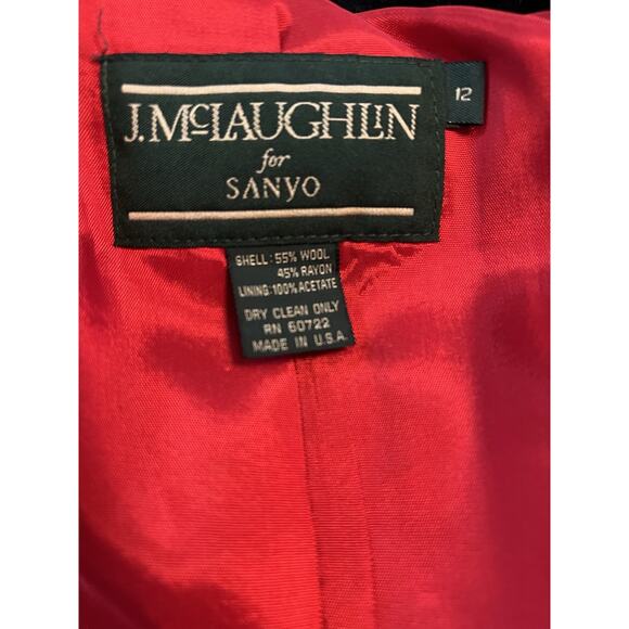 J McLaughlin For Sanyo Wool Blend Blazer with Velvet Collar USA Women's Size 12 - Picture 6 of 16
